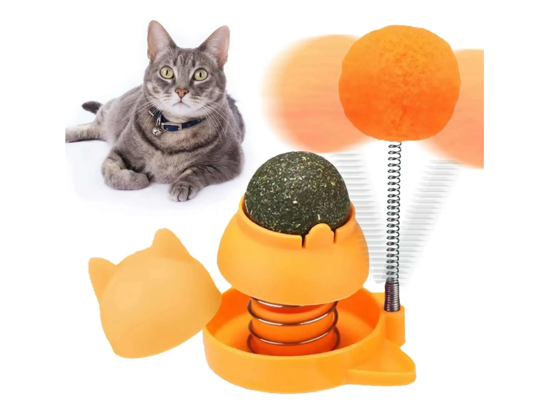 Catnip Interactivo, Oso y Resorte con Pompón